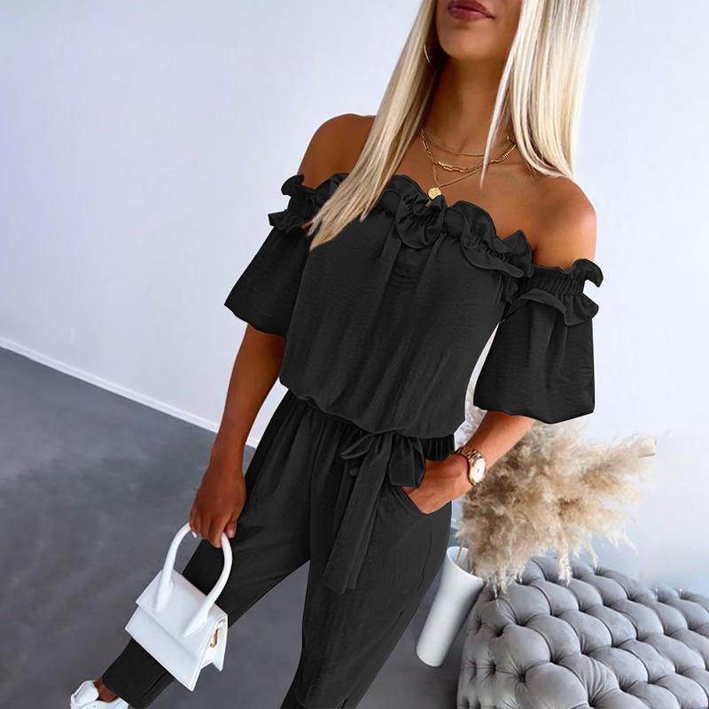 Ilya – Off-Shoulder Frill Tie-Waist Jumpsuit
