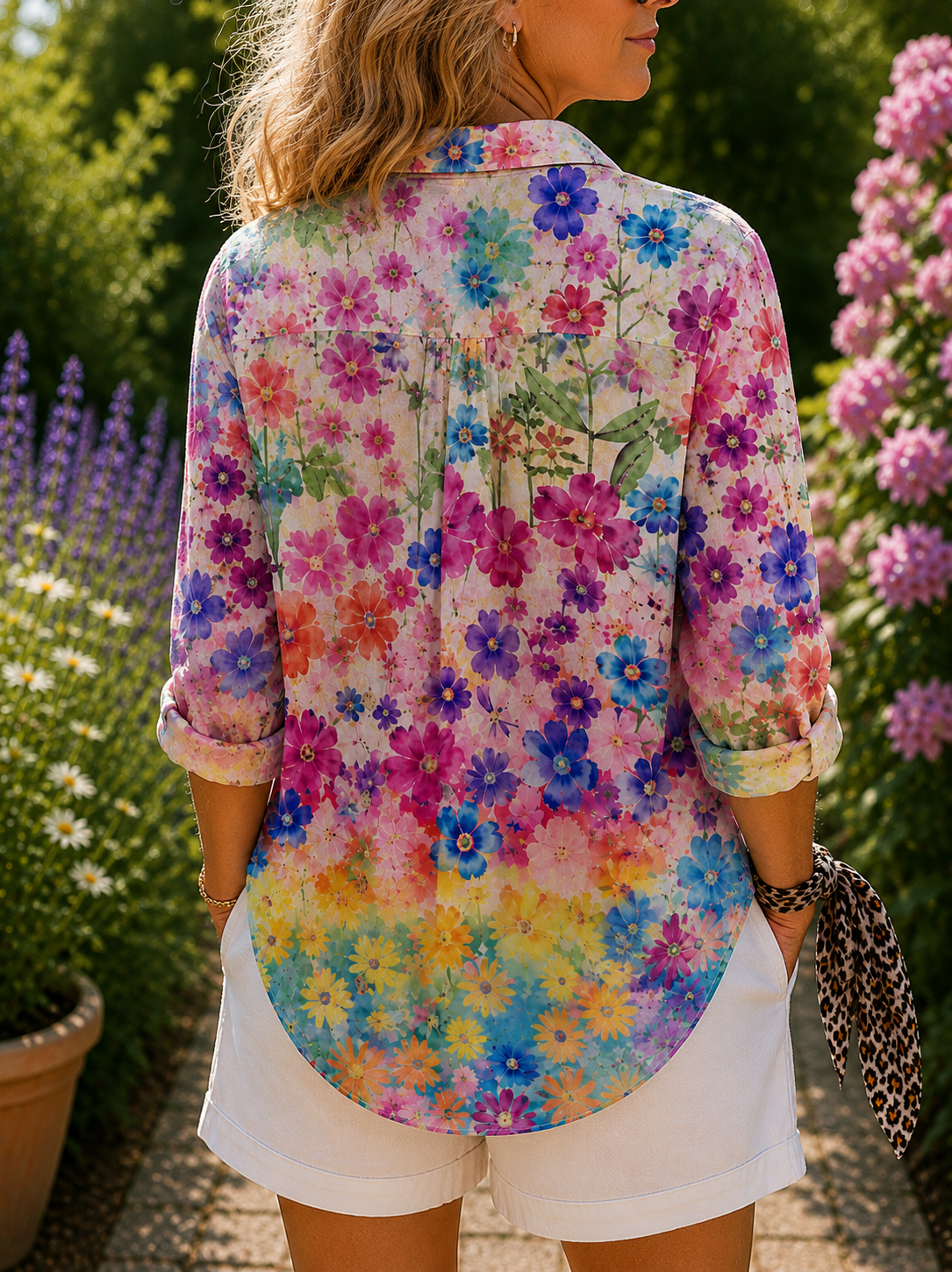 Ria - Vibrant Artistic Button-Up Blouse
