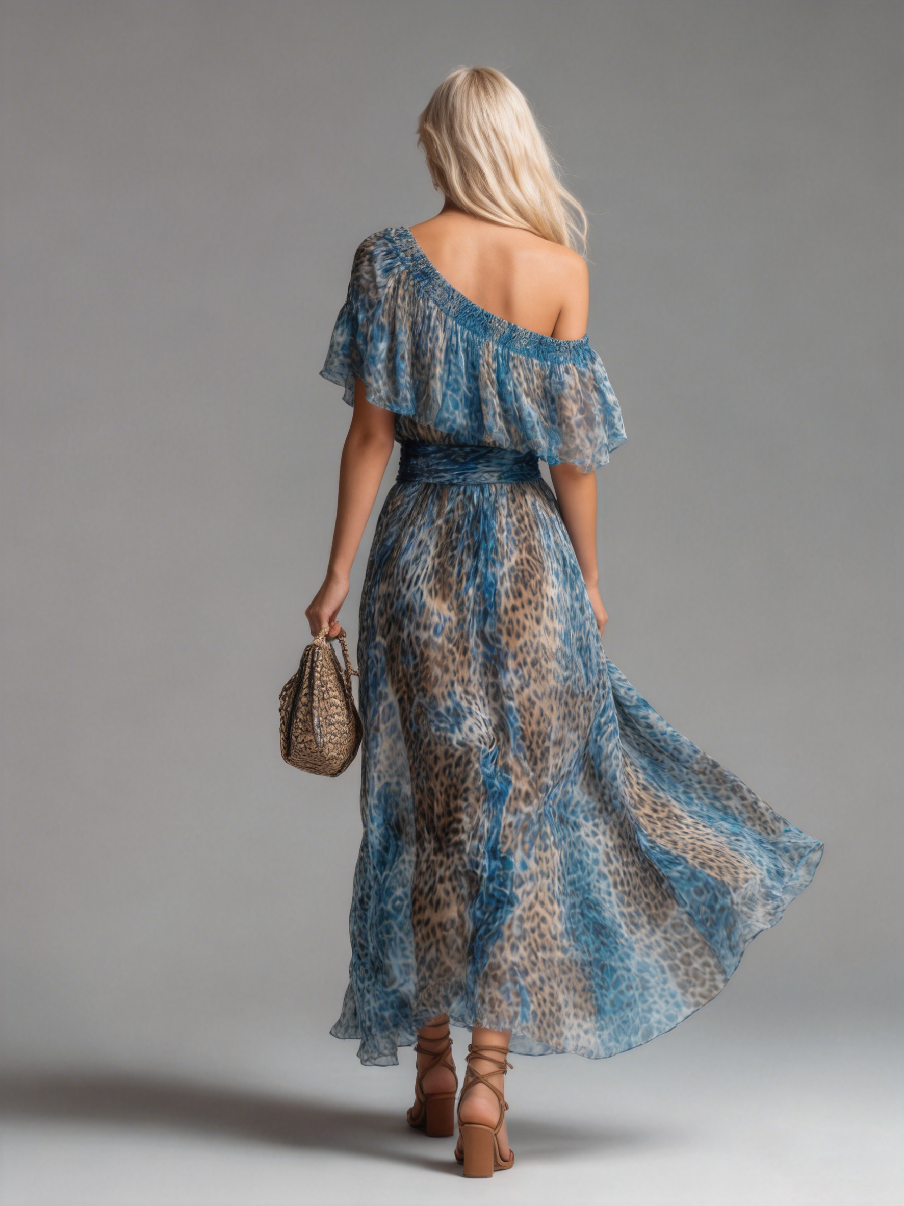 Larrie - Animal Print One-Shoulder Maxi Dress