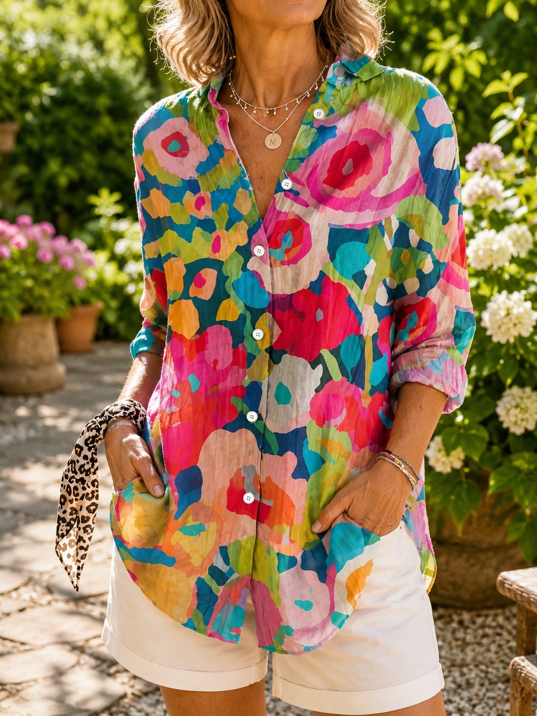 Annie - Vibrant Artistic Button-Up Blouse
