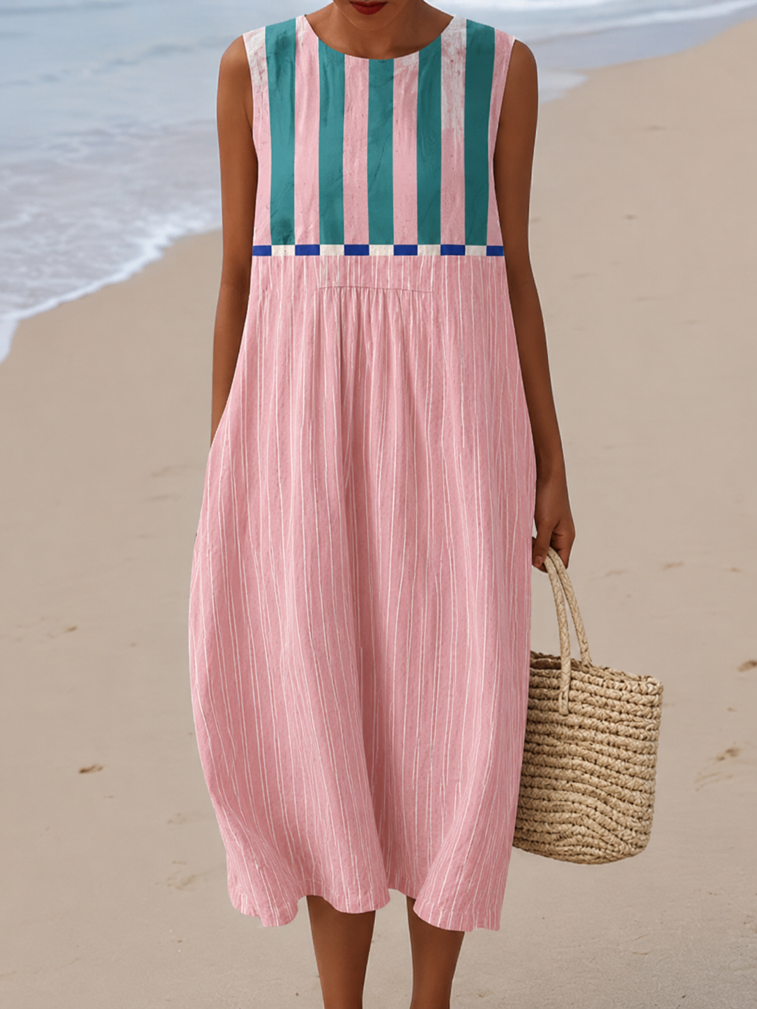Shane - Striped Pastel Midi Dress