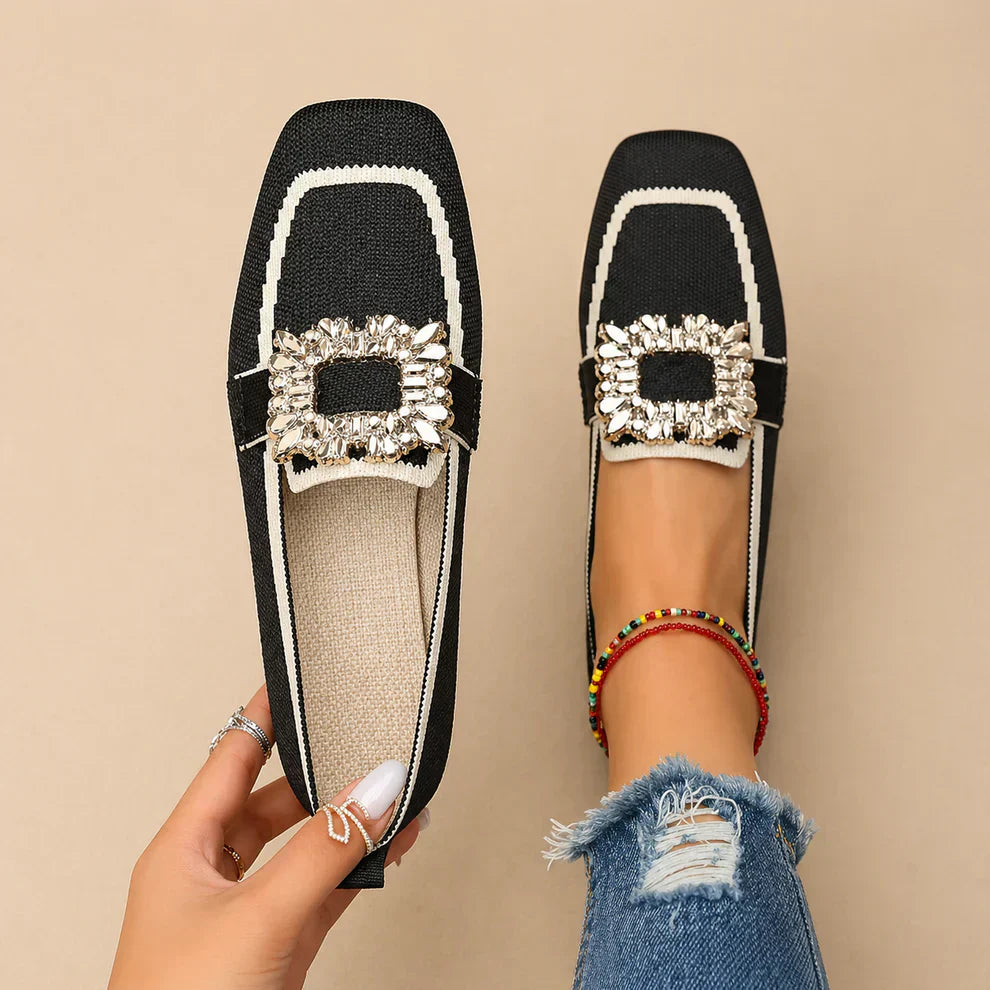Elizabeth - Crystal Buckle Loafers