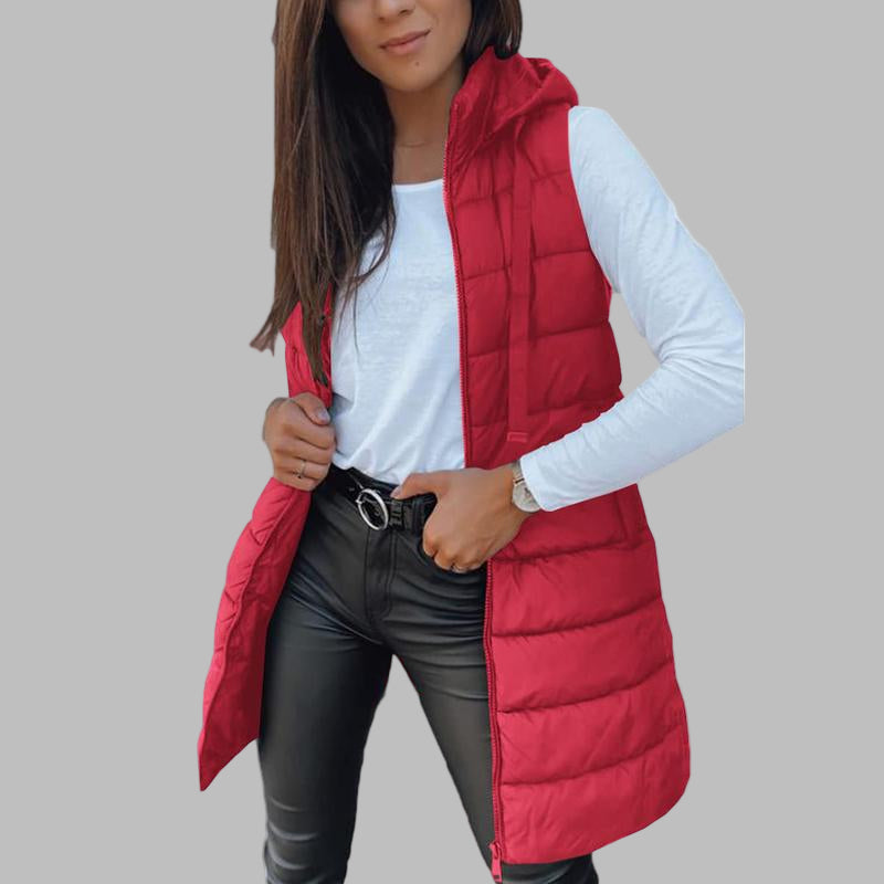 Zaira - Casual Sleeveless Hood Long Puffer Vest