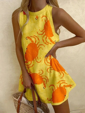 Selene – Crab Print Mini Dress