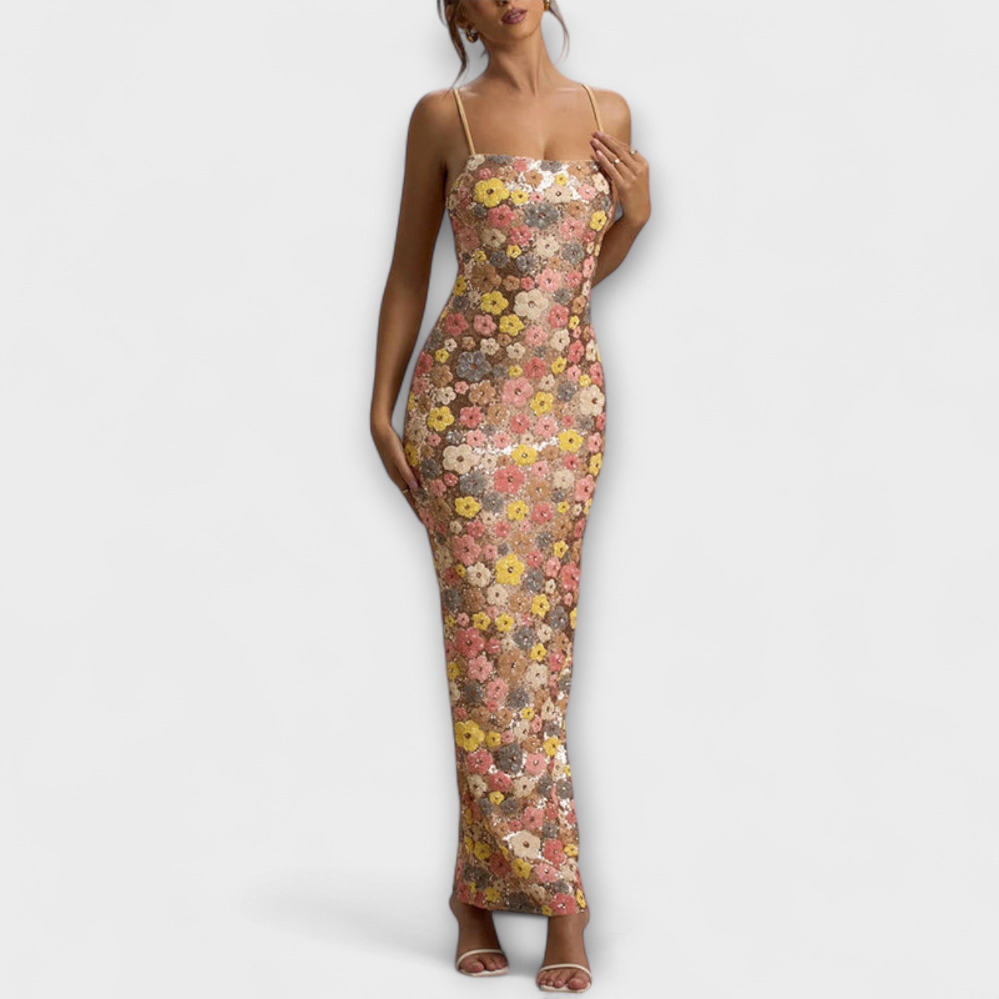 Elaira – Sequin Maxi Dress with Split Hem