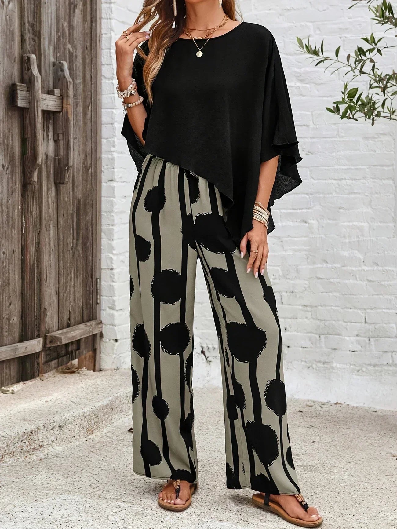 Demi - Comfortable Elastic Waist Two-Piece Set