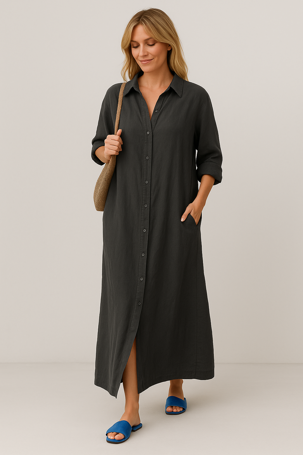 Lena - Oversized linen shirt dress