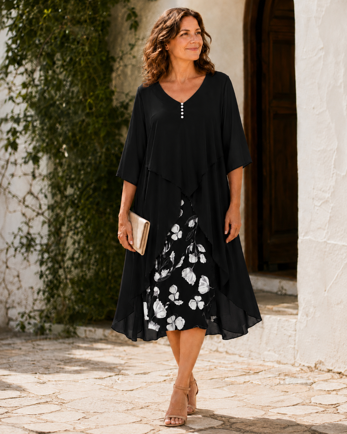 Mariel - Elegant Two-Piece Chiffon Maxi Dress