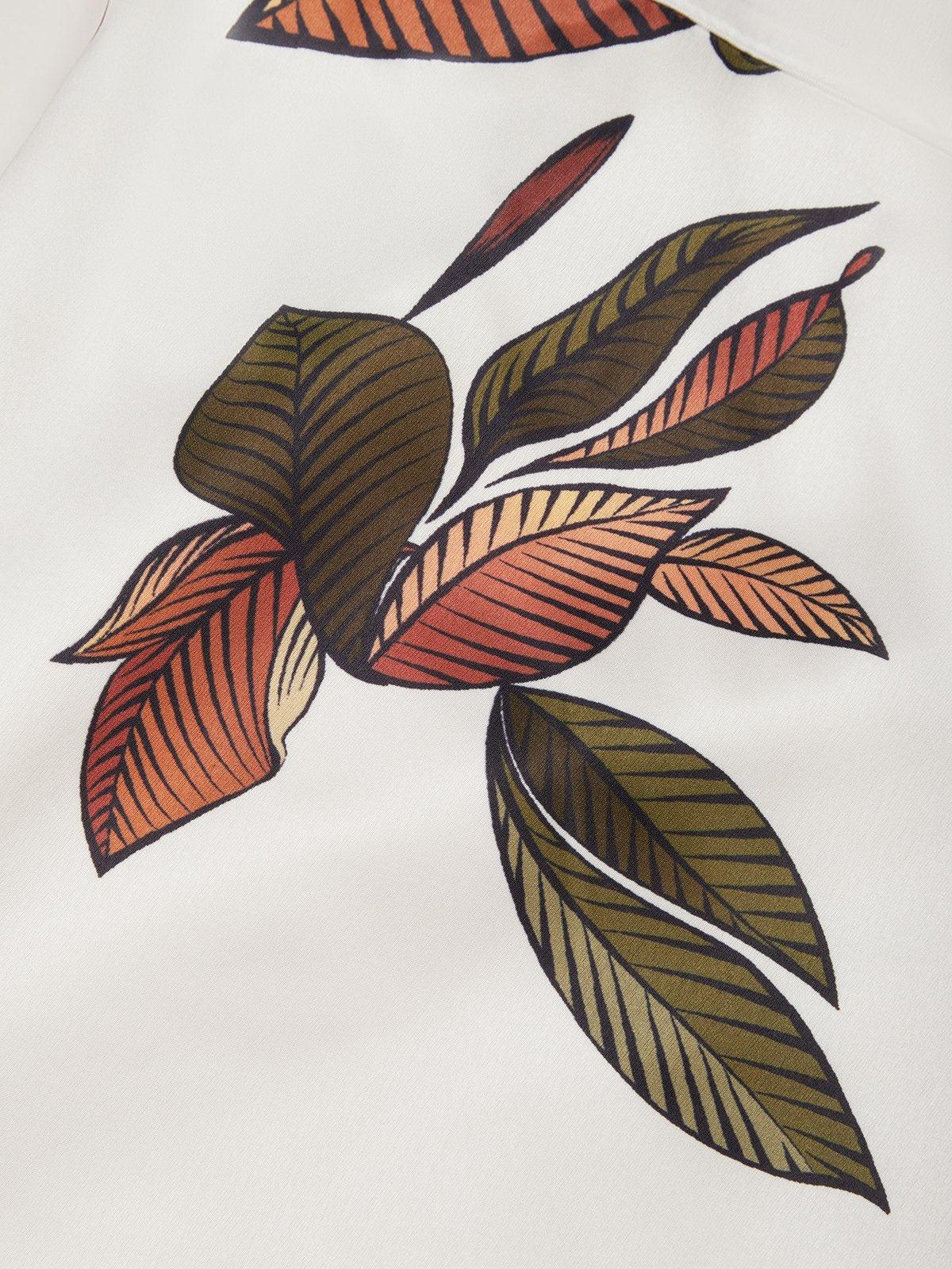 Anelie – Elegant Wrap Dress with Leaf Print