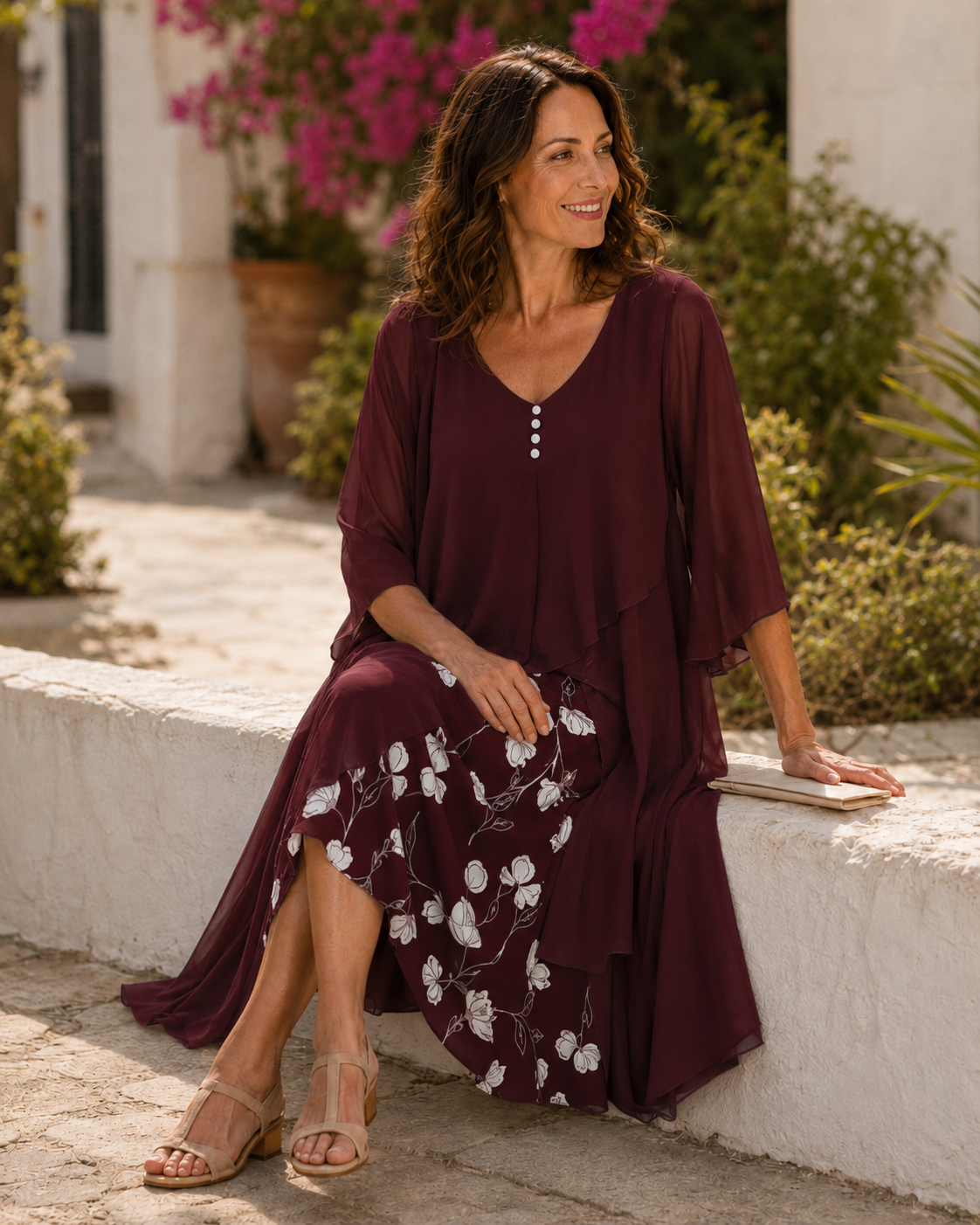 Mariel - Elegant Two-Piece Chiffon Maxi Dress