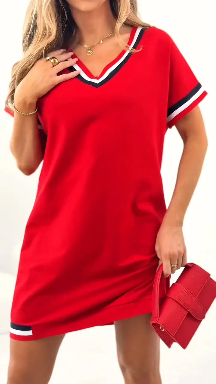 Quinn – Cotton Casual Dress with Contrasting Hem