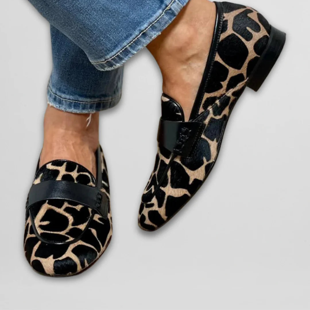 Josie – Cozy Chic Loafers with Cow Motif