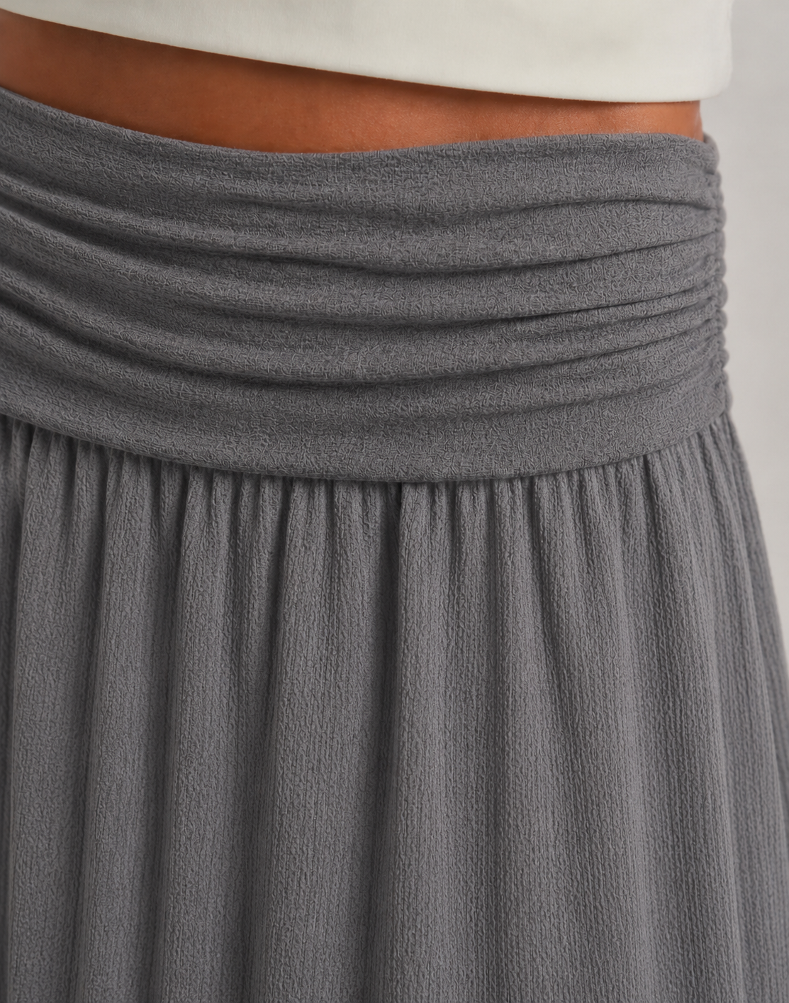 Maxine - Ruched Low Rise Maxi Skirt