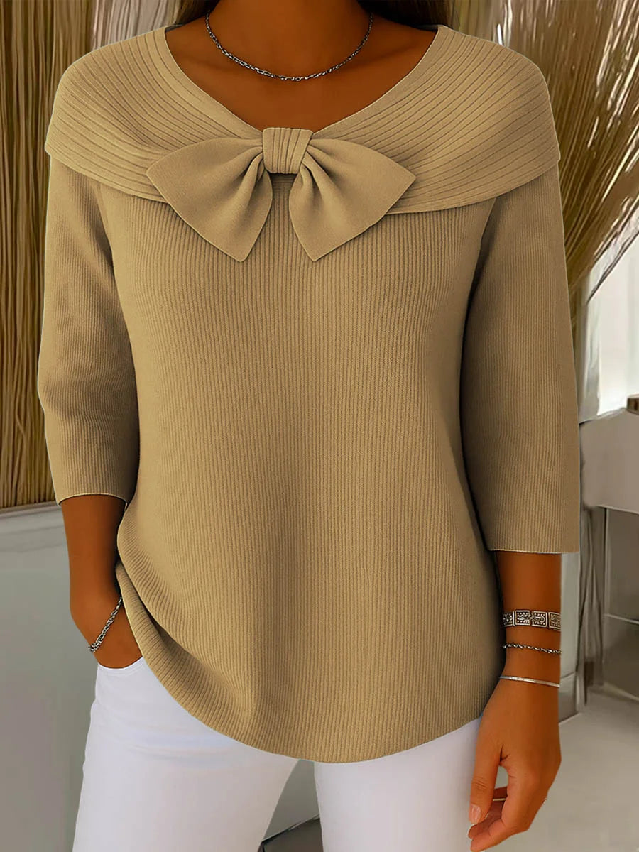 Elaira – Soft Knit Sweater with Bow Detail