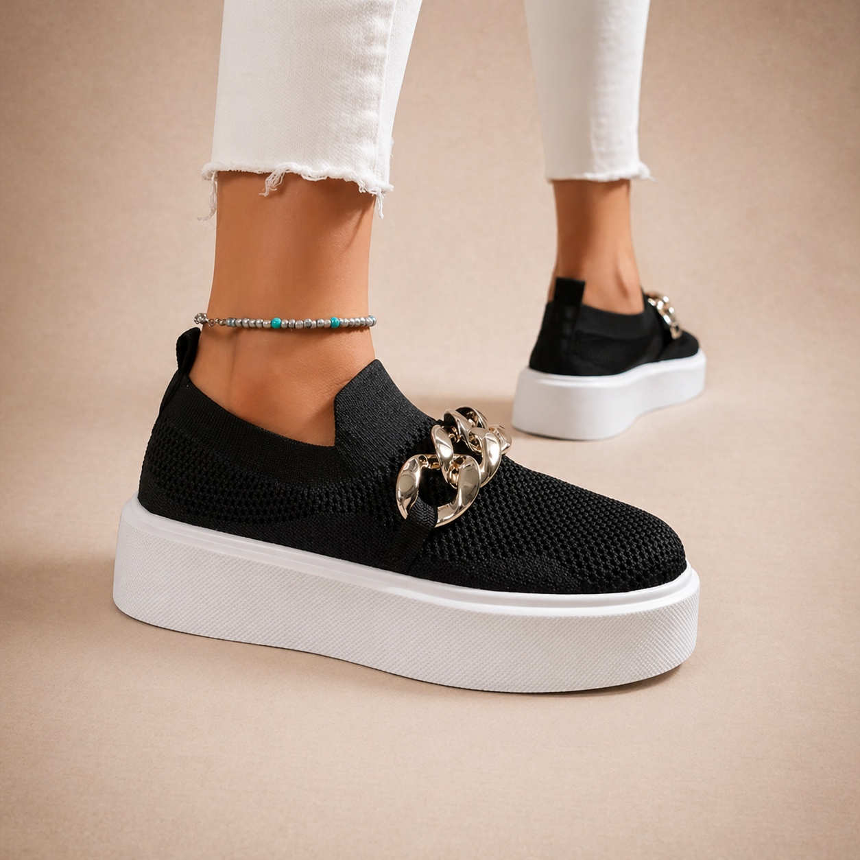 Scarlett - Loafers with Metal Chain Detail