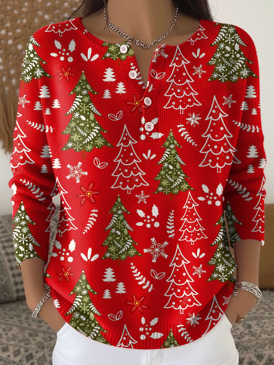 Clairre – Festive Christmas Sweater with Buttons