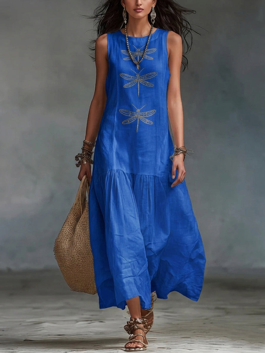 Geneva - Sleeveless Cotton Linen Maxi Dress