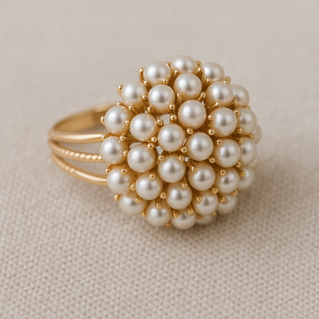 Quen - Elegant Pearl Inlay Gold Ring