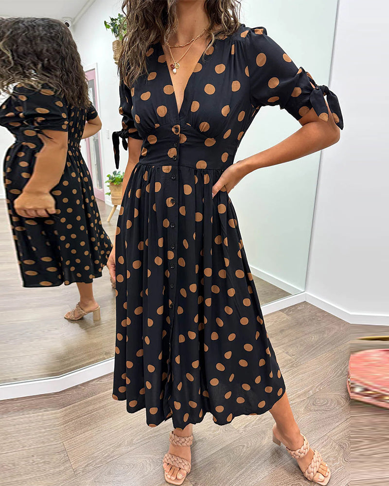 Maddie – Lightweight Polka Dot Dress with Puff Sleeves