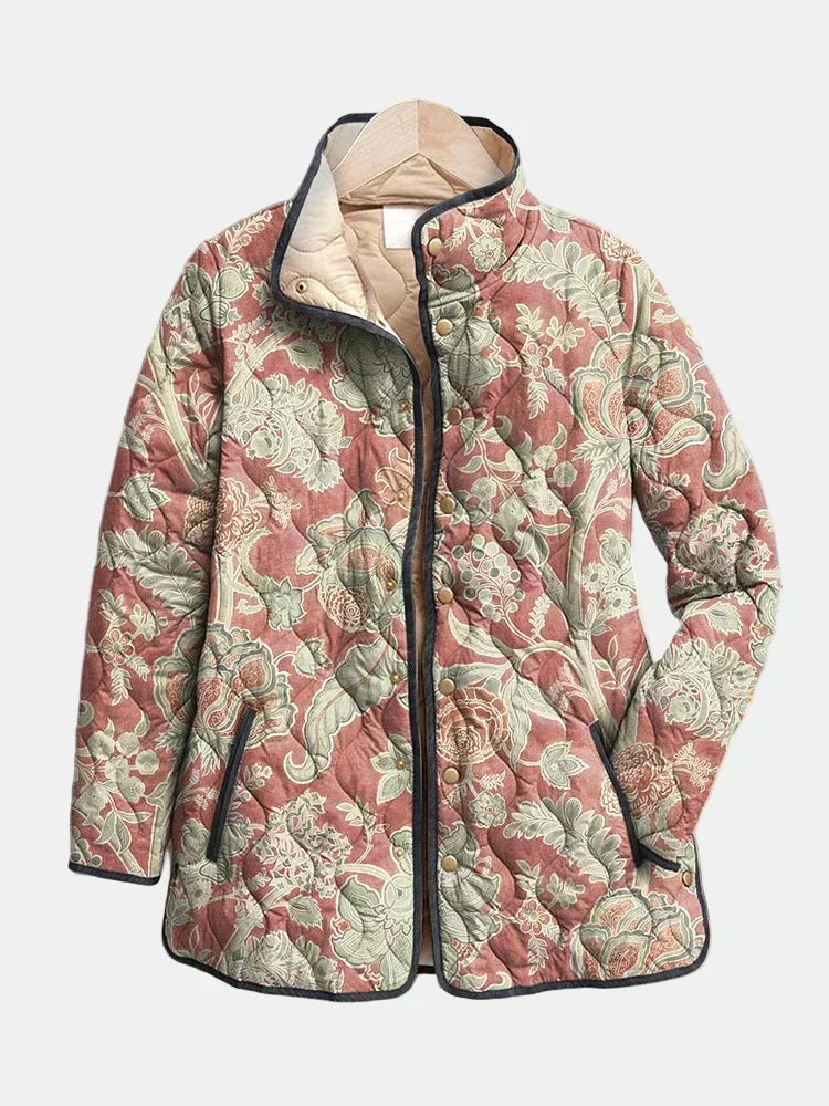 Yara – Quilted Terracotta Damask Jacket
