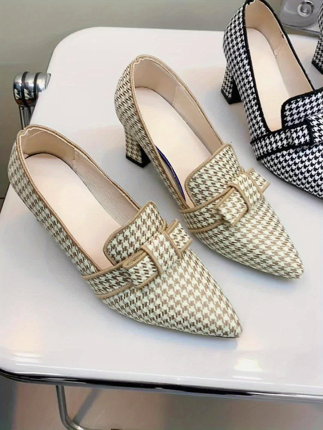 Emanuelle – Structured Elegance Houndstooth Heels