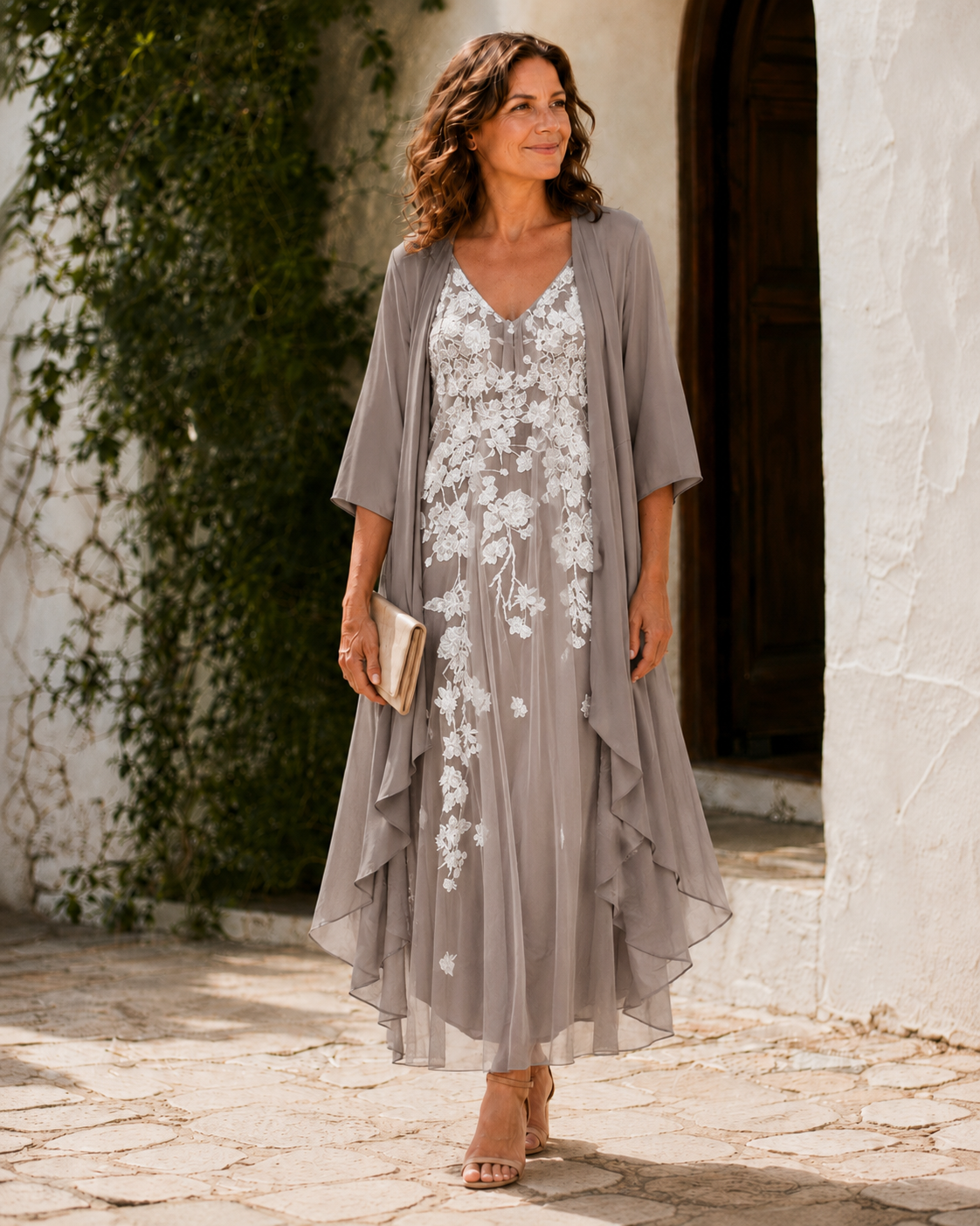 Jannie - Elegant Two-Piece Chiffon Maxi Dress