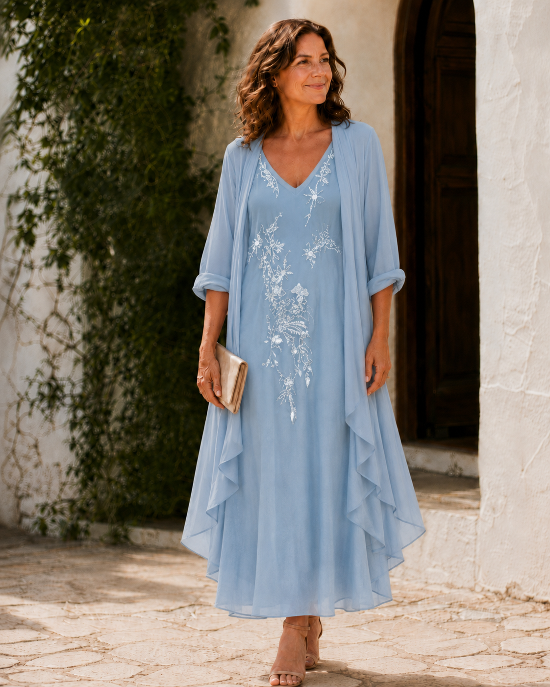 Jannie - Elegant Two-Piece Chiffon Maxi Dress