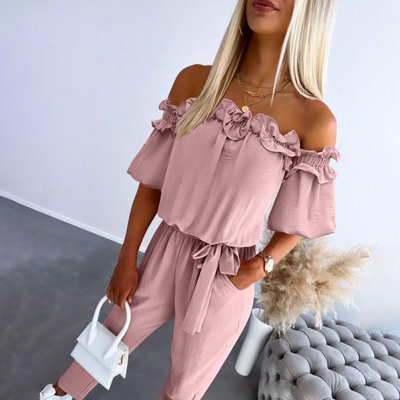 Ilya – Off-Shoulder Frill Tie-Waist Jumpsuit