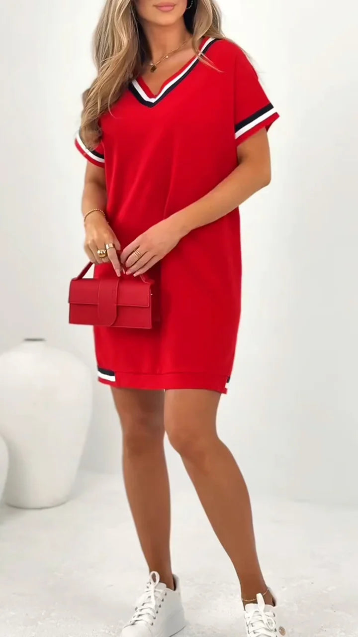 Quinn – Cotton Casual Dress with Contrasting Hem