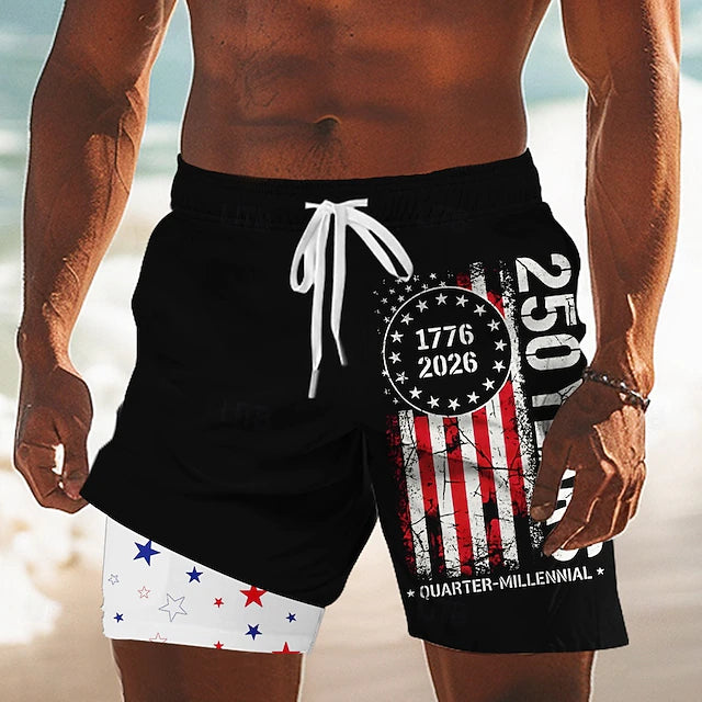 Mason - Patriotic 2-in-1 Swim Shorts