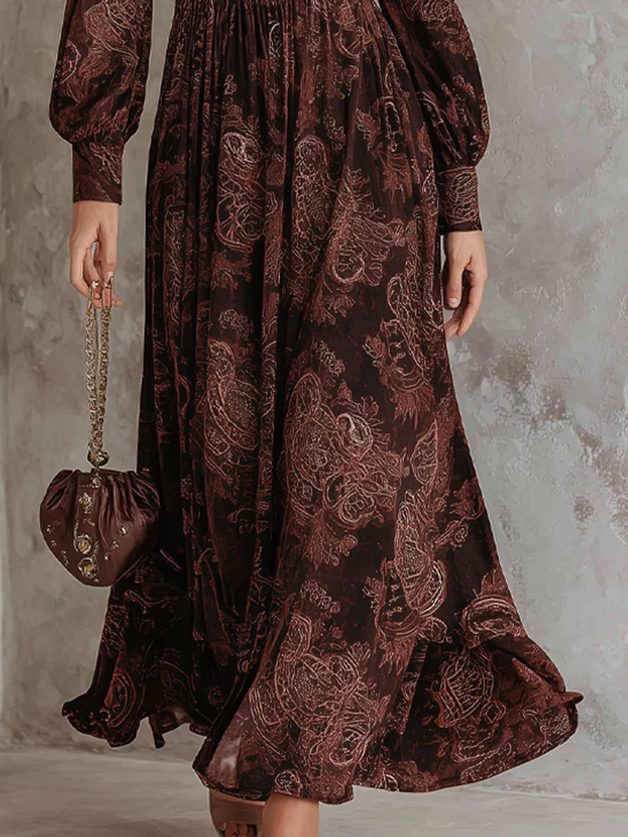 Daphne – Vintage Paisley Maxi Dress