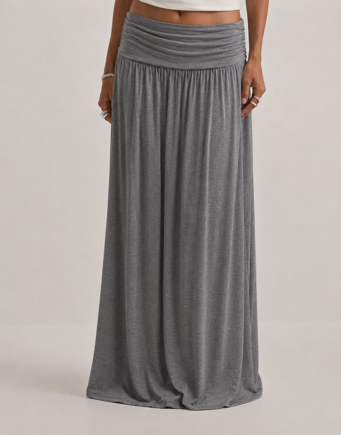 Maxine - Ruched Low Rise Maxi Skirt