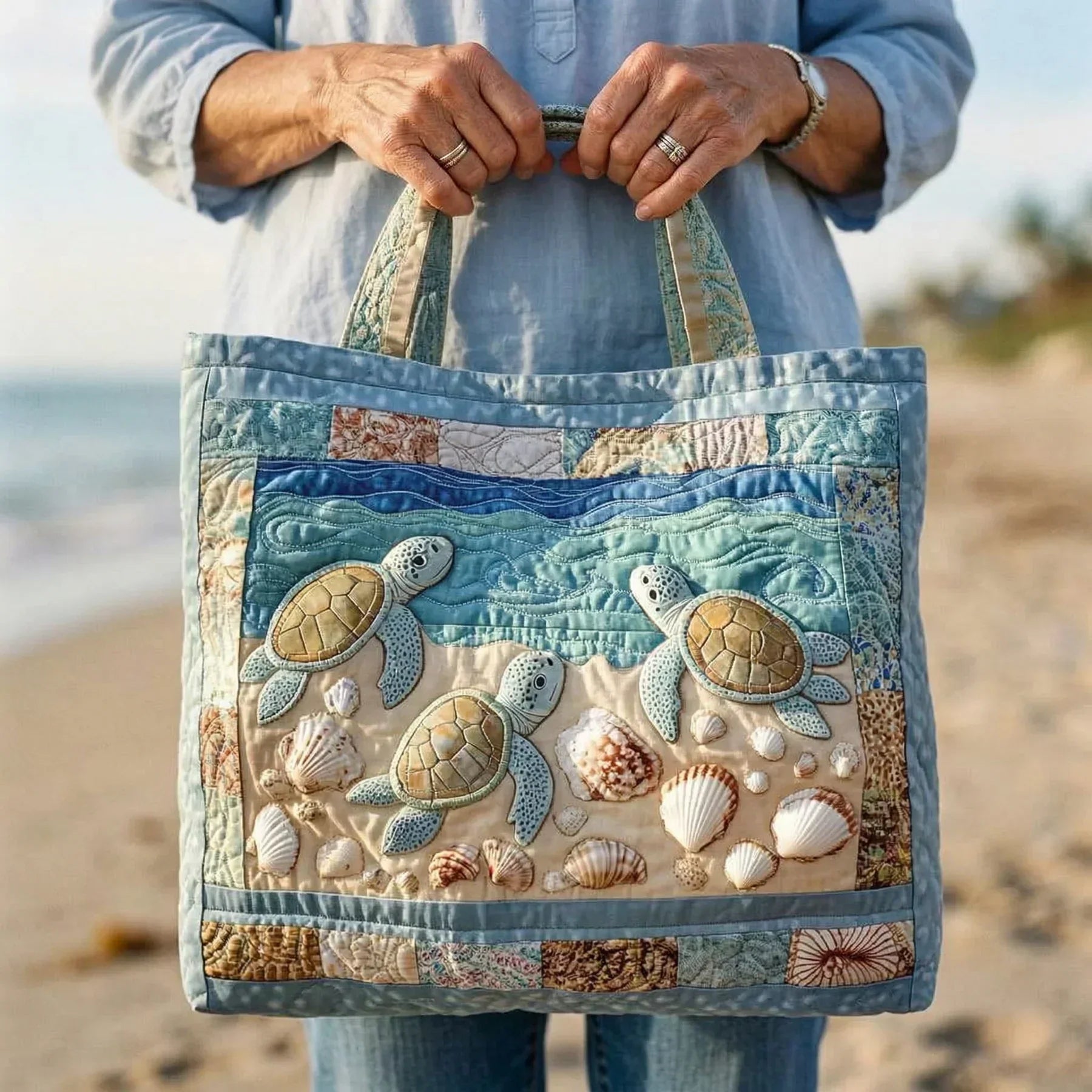 Rosie – Sea Turtle Handmade Quilted Tote Bag