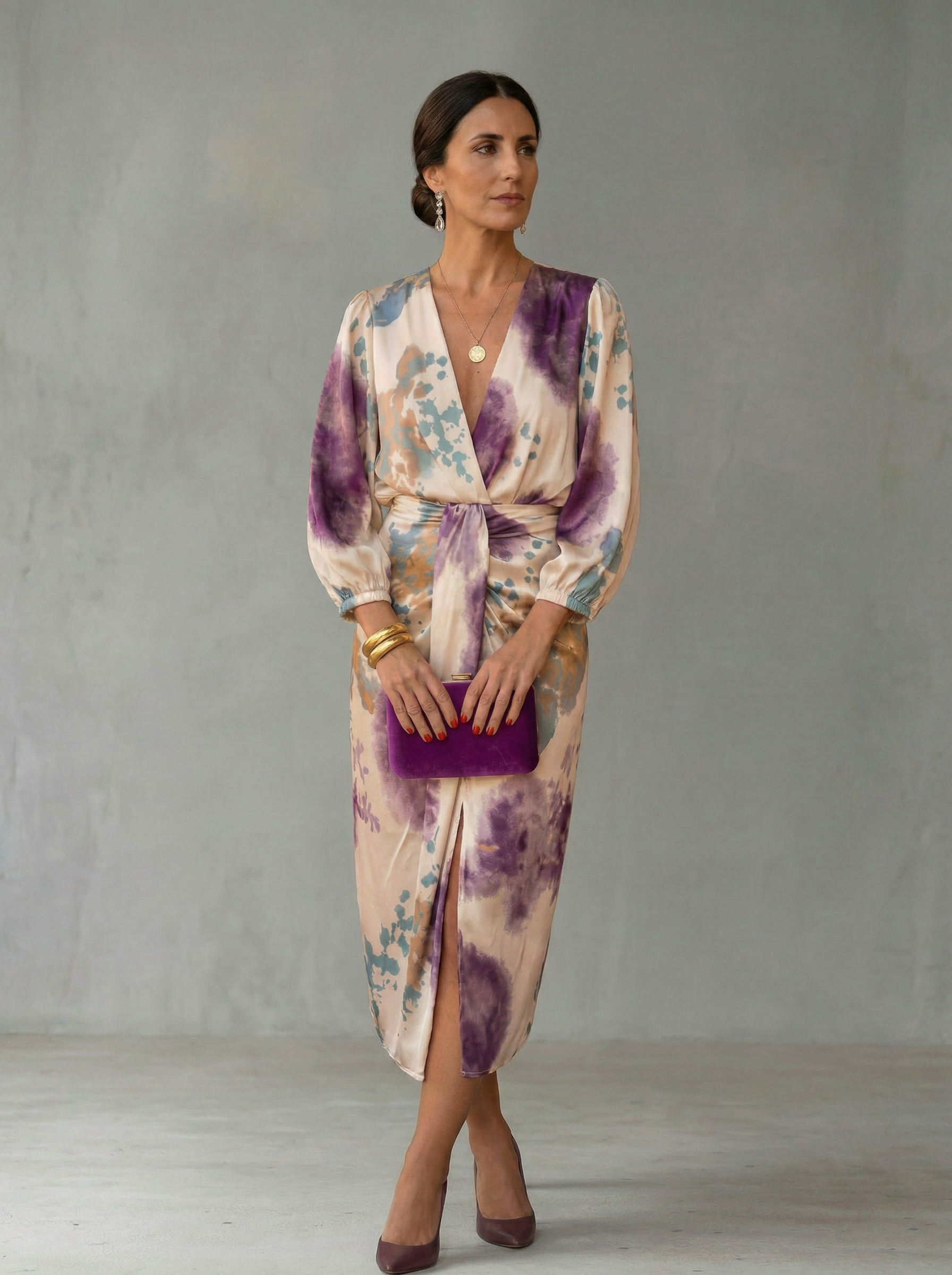 Dahlia - Elegant V-Neck Wrap Dress