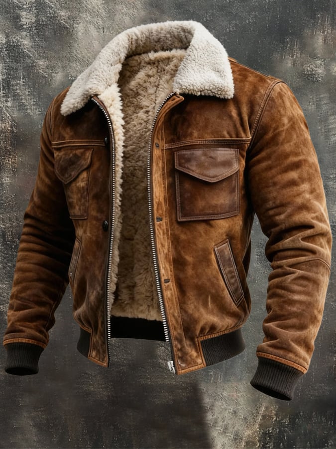 Everett – Suede Sherpa-Lined Bomber Jacket