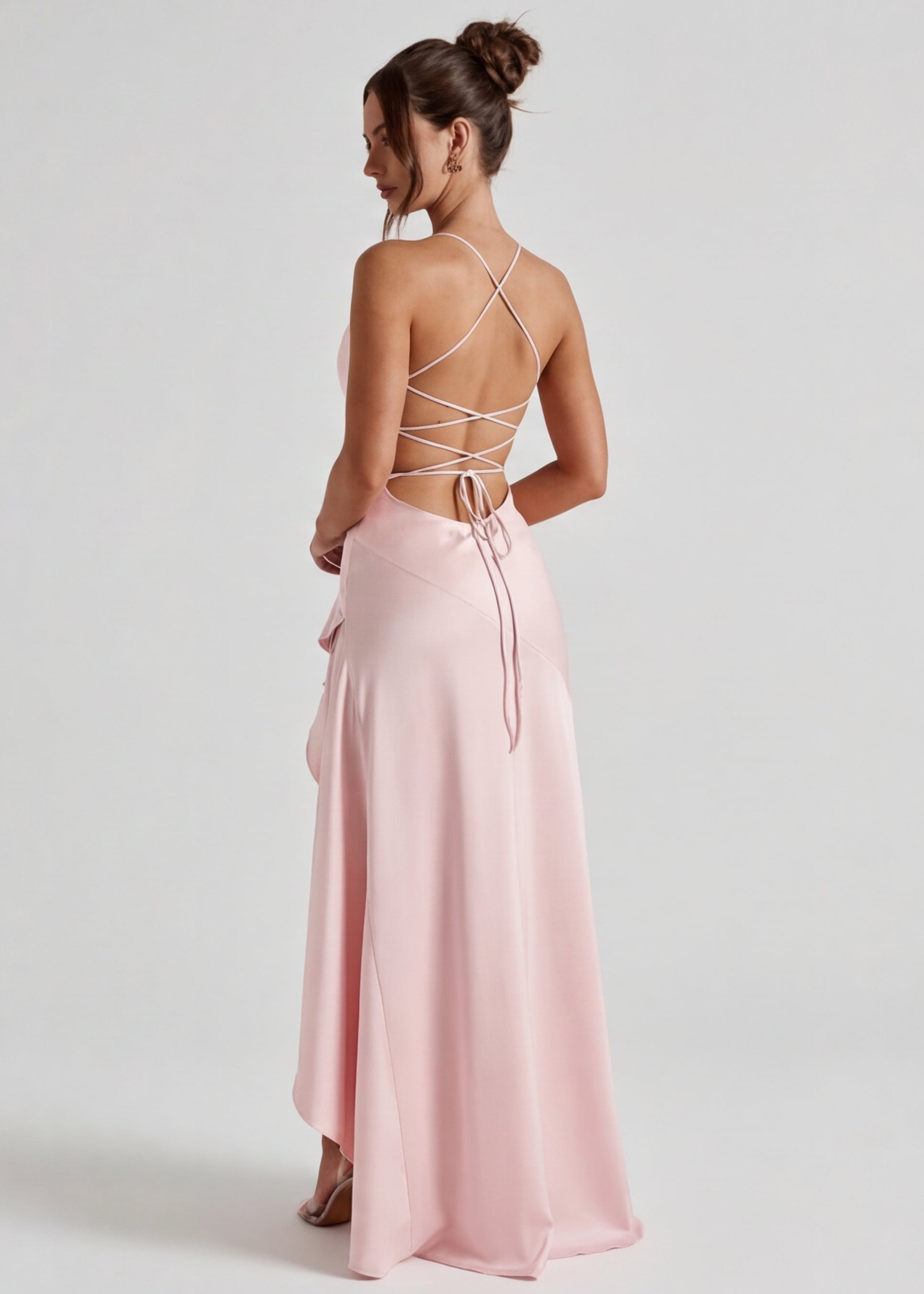 Kitty - Sculpting Satin Evening Gown With Thigh Split