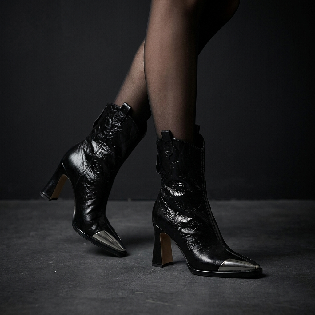 Ainara - Leather Block-Heel Ankle Boots