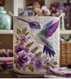 Biscuit – Hand-Quilted Hummingbird Basket