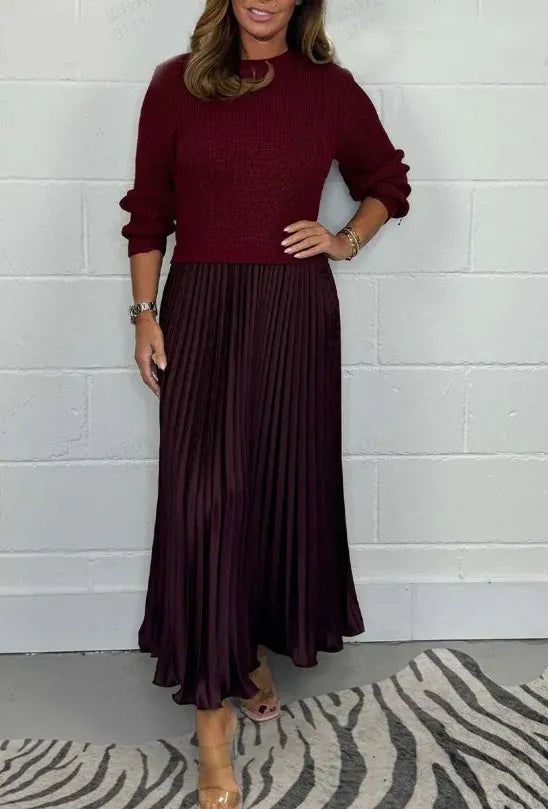Kailey – Maxi Dress with Sweater Top and Pleated Skirt