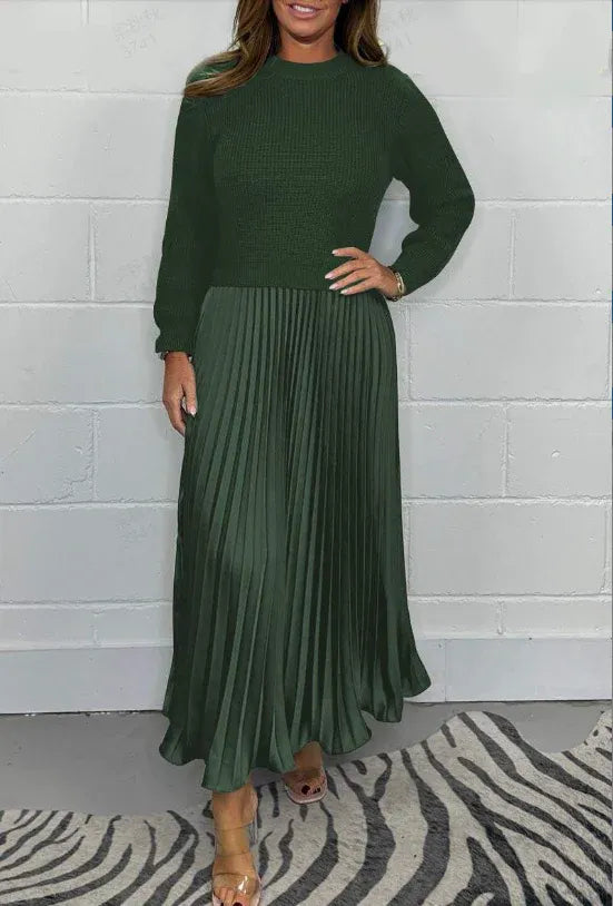 Kailey – Maxi Dress with Sweater Top and Pleated Skirt