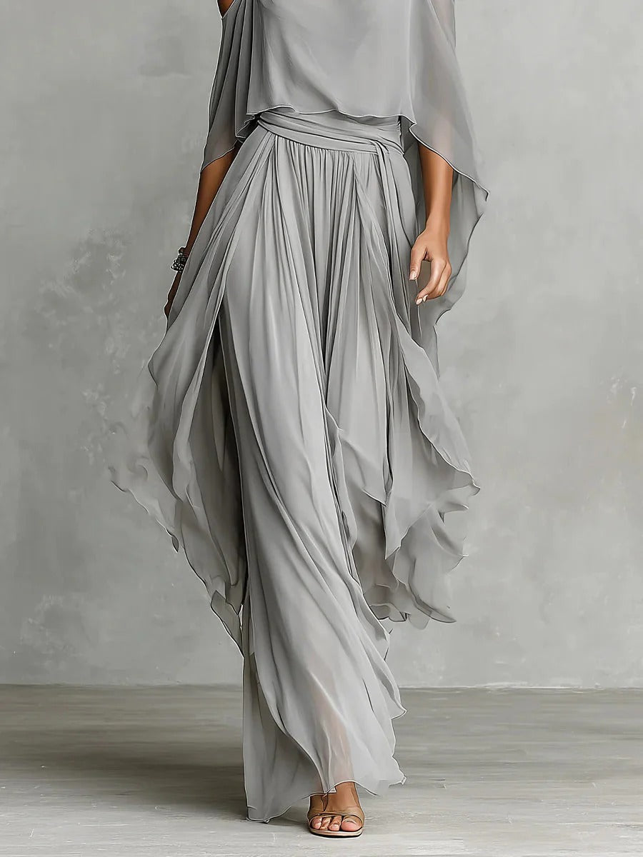 Issa - Flowing Chiffon Top and Pants Set