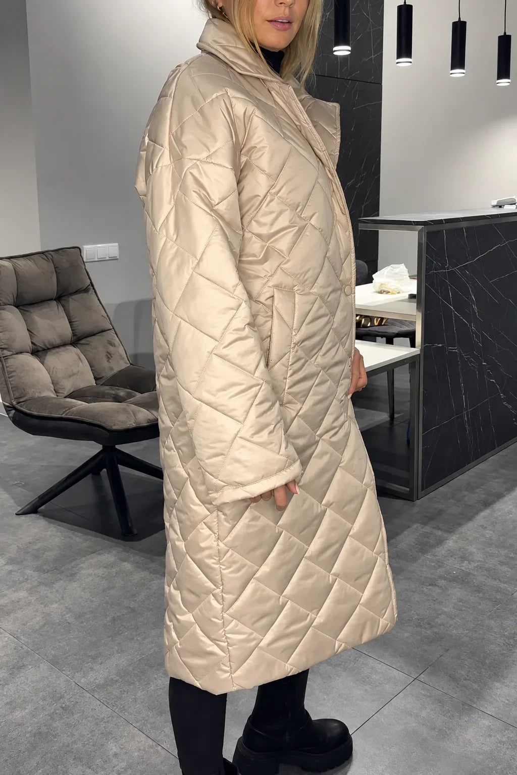 Sydney – Quilted Leopard-Lined Coat