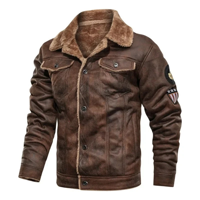 Jasper - Elegant Warm Fleece Leather Jacket