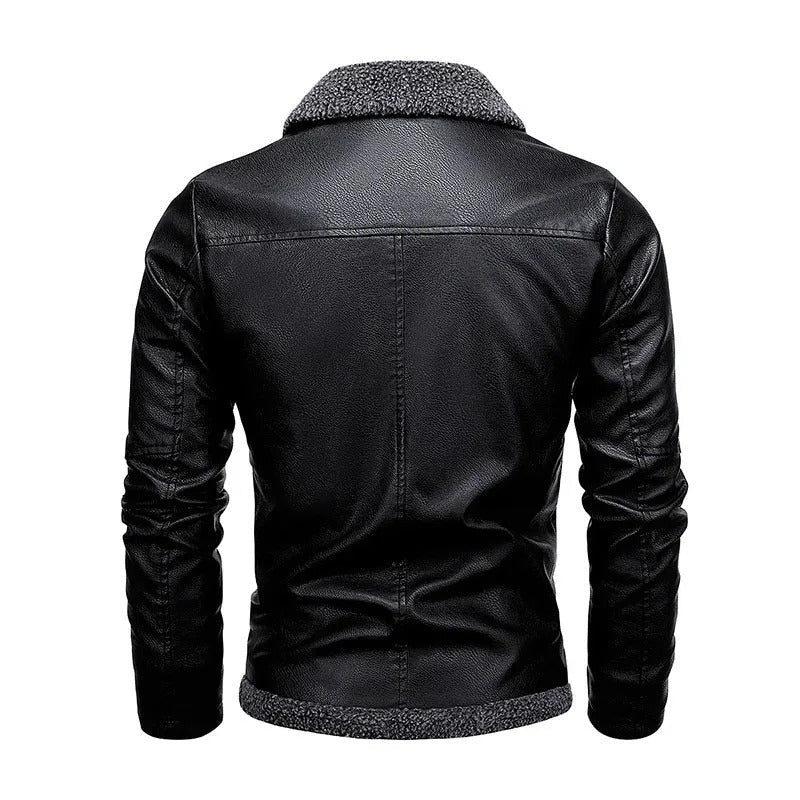 Caleb - Elegant Fleece Leather Jacket
