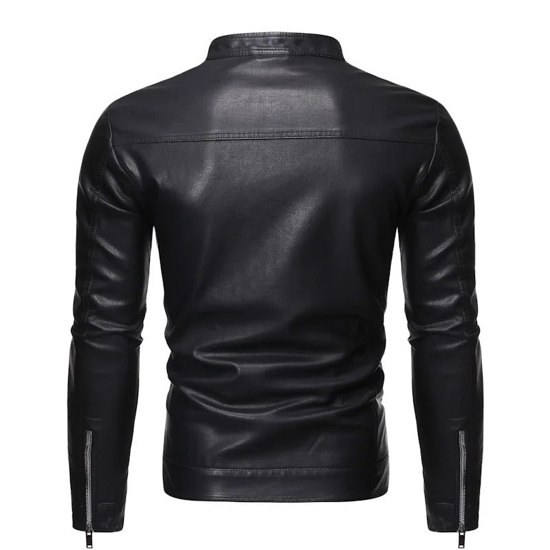 Stanley - Standing Collar Leather Jacket