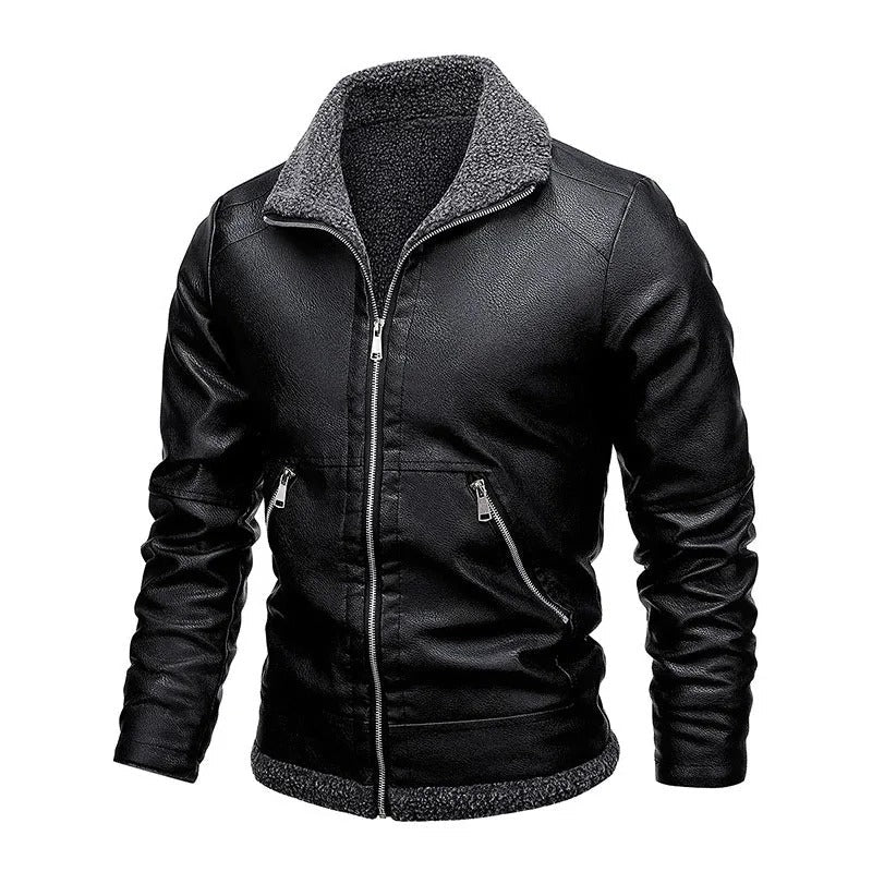 Caleb - Elegant Fleece Leather Jacket
