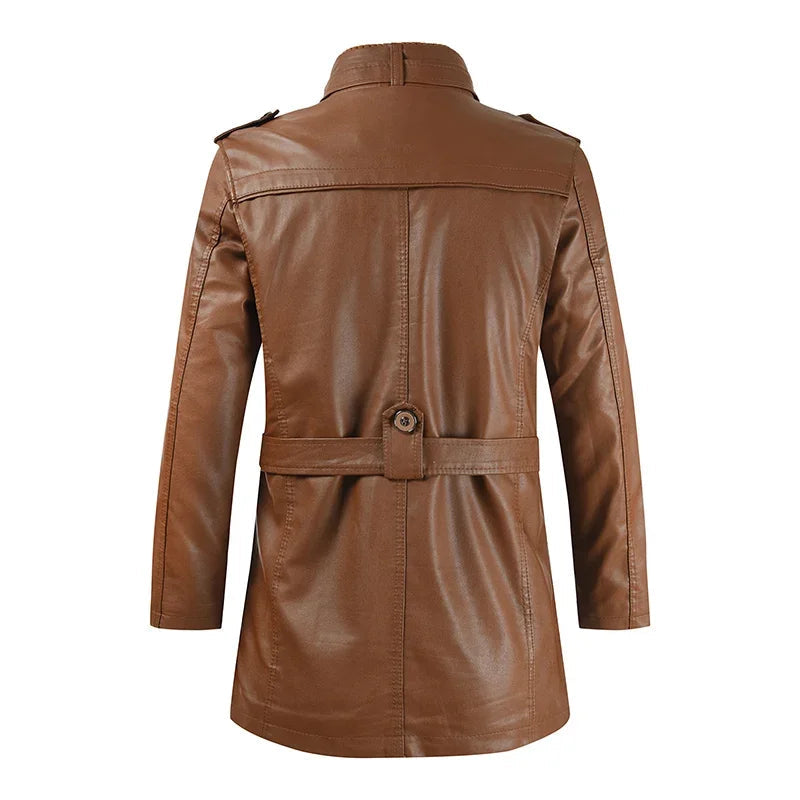 Axel - Elegant Long Leather Biker Jacket