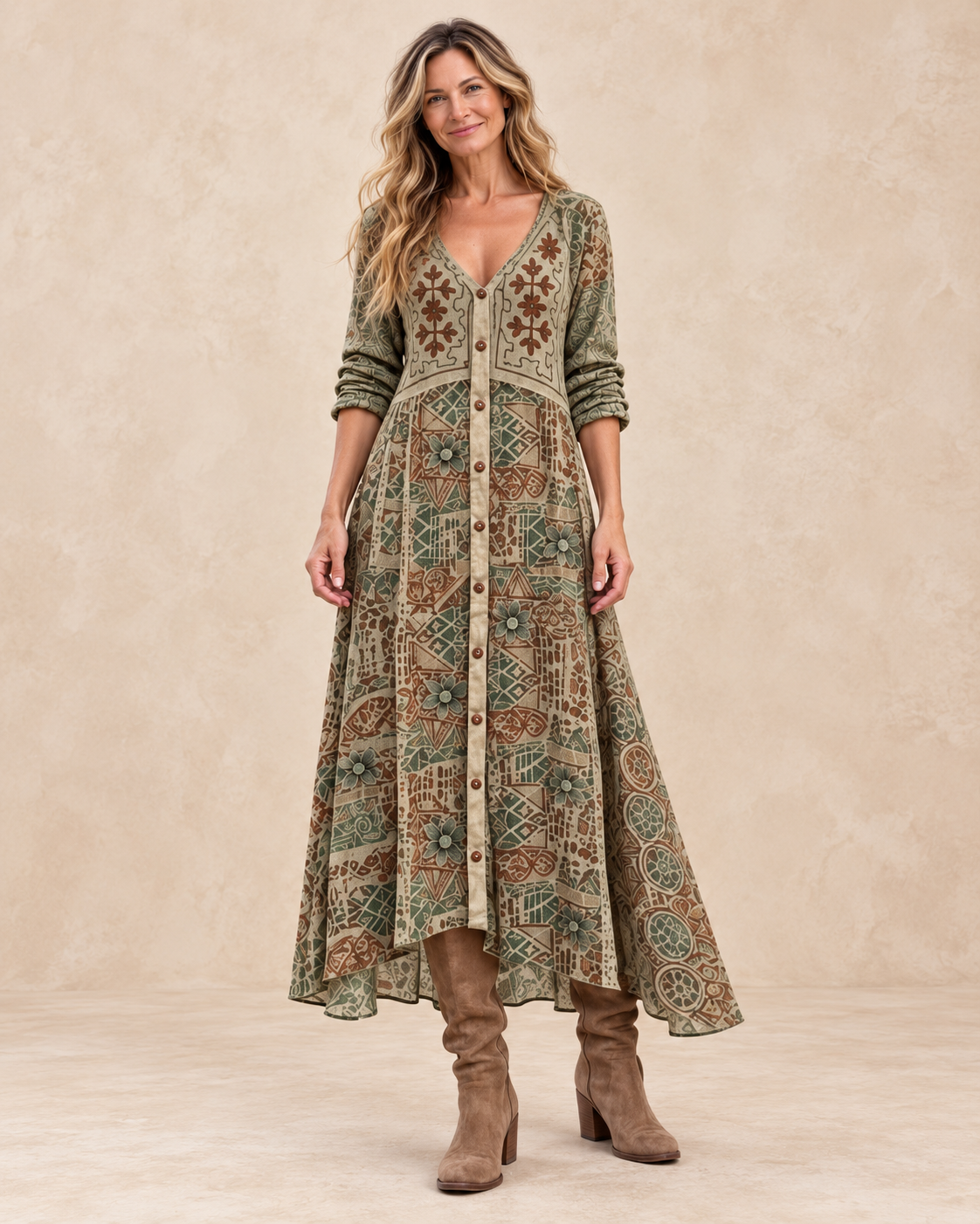 Miley – Botanical Print Maxi Dress