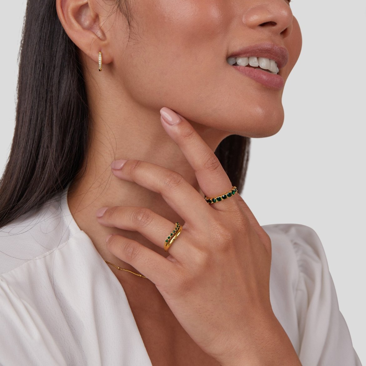 Rose – Emerald Green Layered Ring