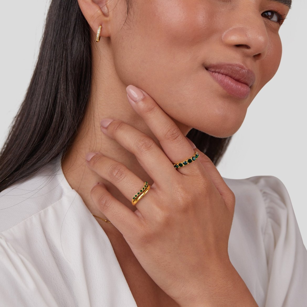 Rose – Emerald Green Layered Ring